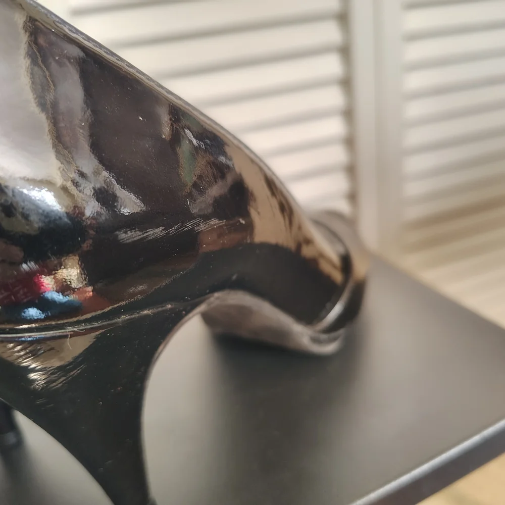 Gianni Bini Glossy Black Peep-Toe Heels